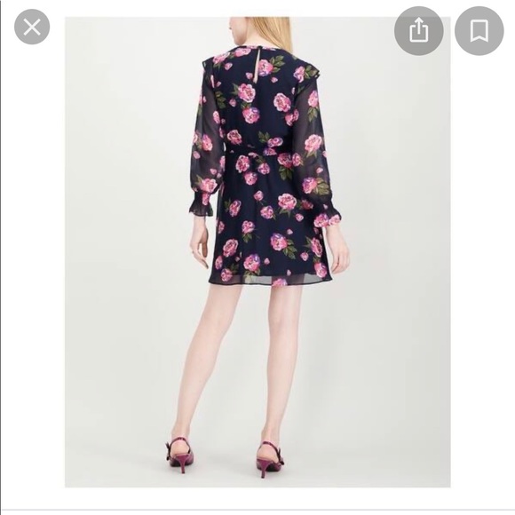 Maison Jules Longsleeve Navy Floral Dress XL - Picture 12 of 12